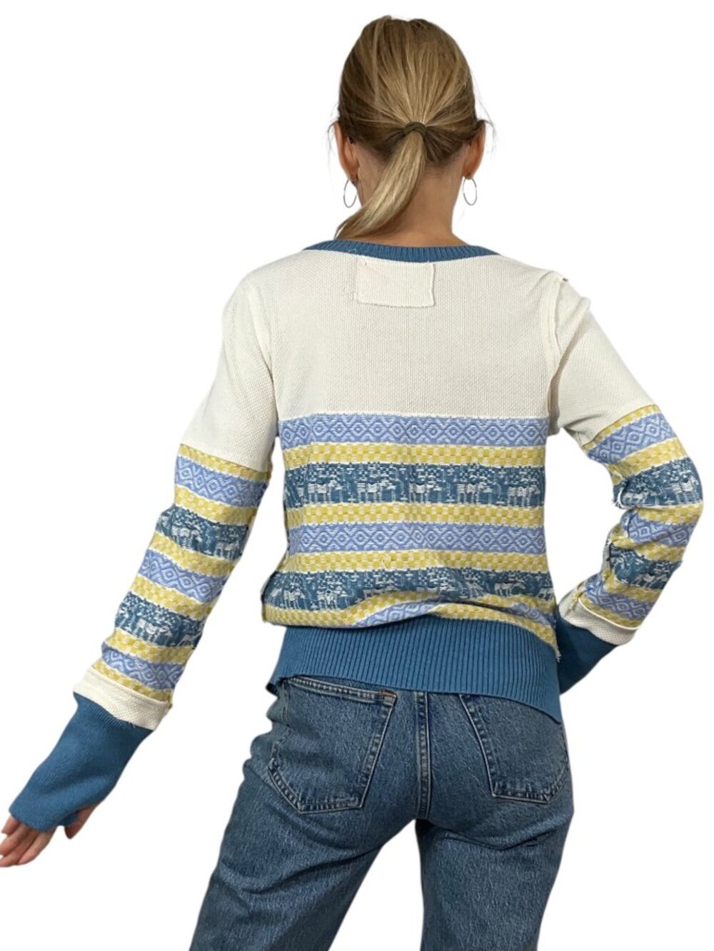 Free People We The Free To The Woods Henley Sweater S Light Combo Thermal - Picture 3 of 16